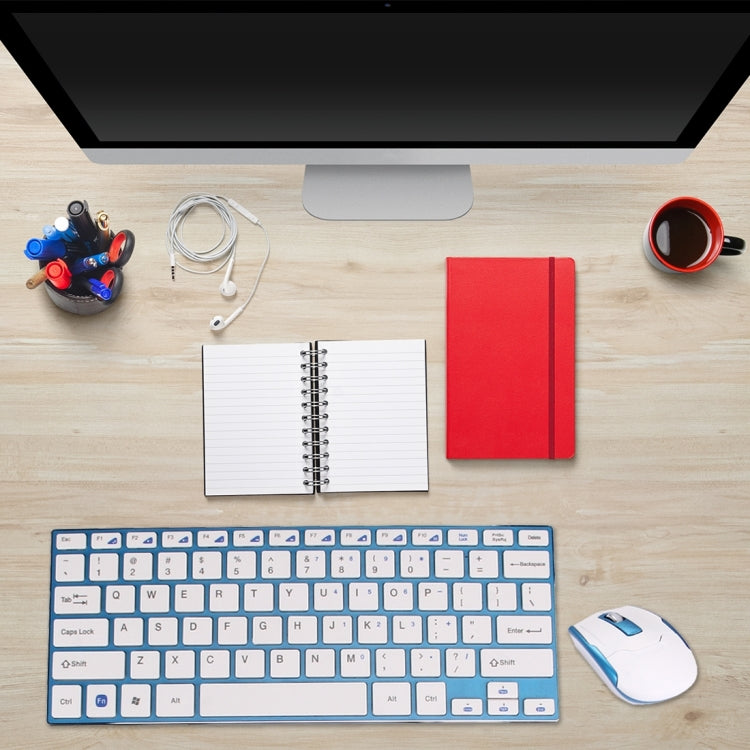 HK3910 2.4GHz Wireless 78 Keys Metal Ultrathin Keyboard with Keyboard Cover + Wireless Optical Mouse with Embedded USB Receiver for Computer PC Laptop