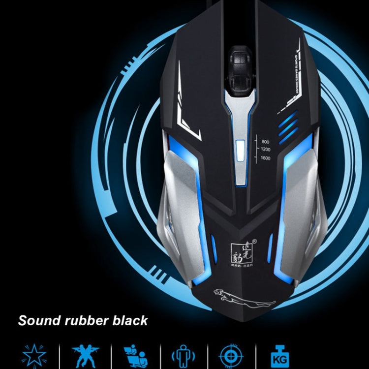 Chasing Leopard K1 USB 1600DPI Three-speed Adjustable LED Backlight Mute Wired Optical Gaming Mouse, Length: 1.3m