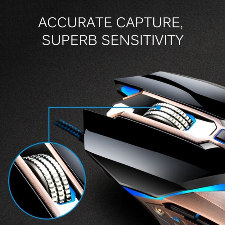 Chasing Leopard T03 USB 3200DPI Four-speed Adjustable Custom Macro Light Wired Optical E-sport Gaming Mouse, Length: 1.5m(Black)