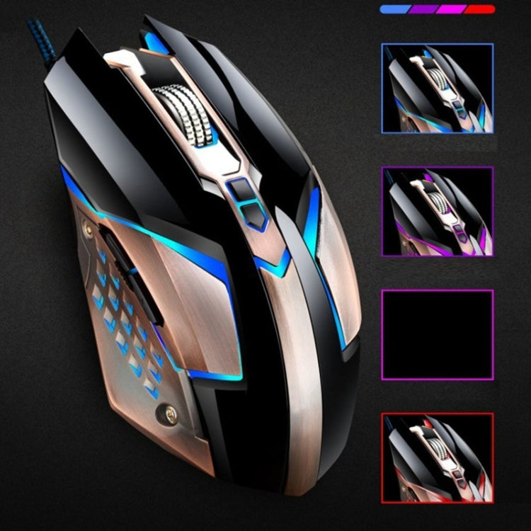 Chasing Leopard T03 USB 3200DPI Four-speed Adjustable Custom Macro Light Wired Optical E-sport Gaming Mouse, Length: 1.5m(Black)