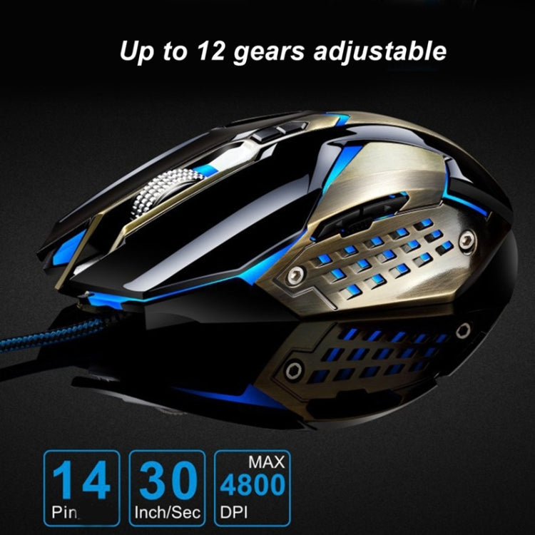 Chasing Leopard T03 USB 3200DPI Four-speed Adjustable Custom Macro Light Wired Optical E-sport Gaming Mouse, Length: 1.5m(Black)