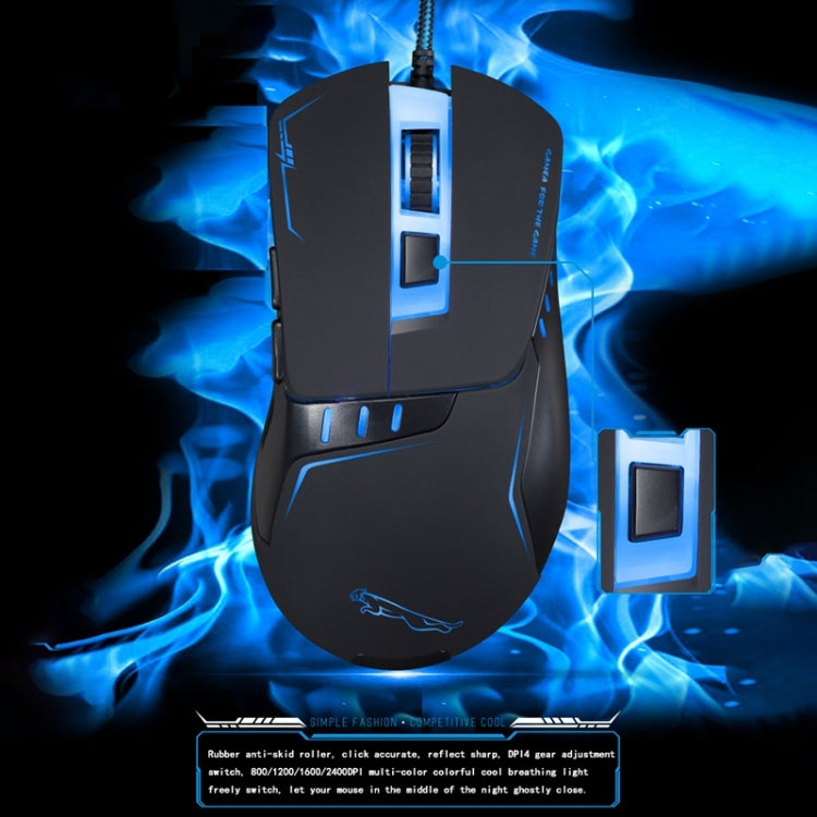 Chasing Leopard V12 USB 2400DPI Four-speed Adjustable Wired Optical Gaming Mouse with LED Breathing Light, Length: 1.45m