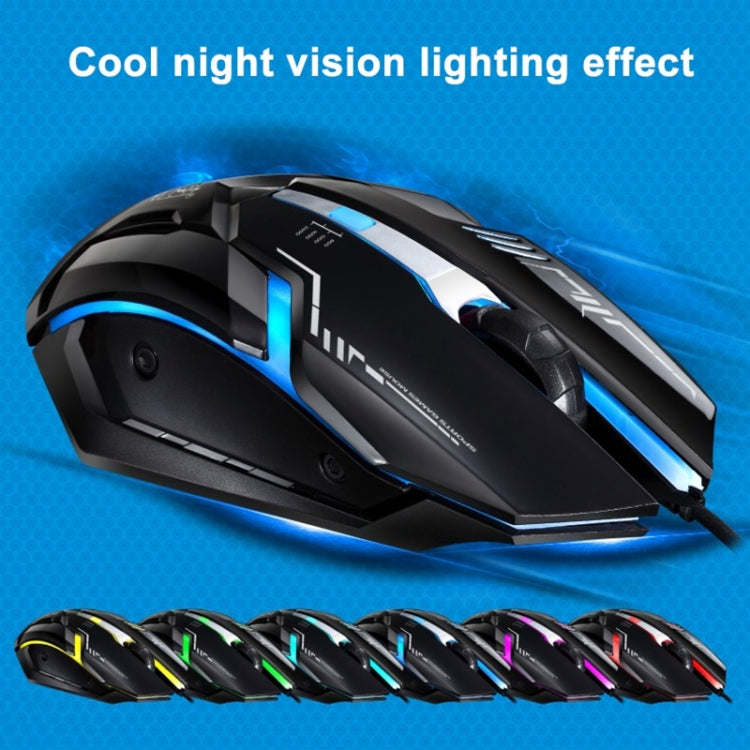 Chasing Leopard V17 USB 2400DPI Four-speed Adjustable Line Pattern Wired Optical Gaming Mouse with LED Breathing Light, Length: 1.45m
