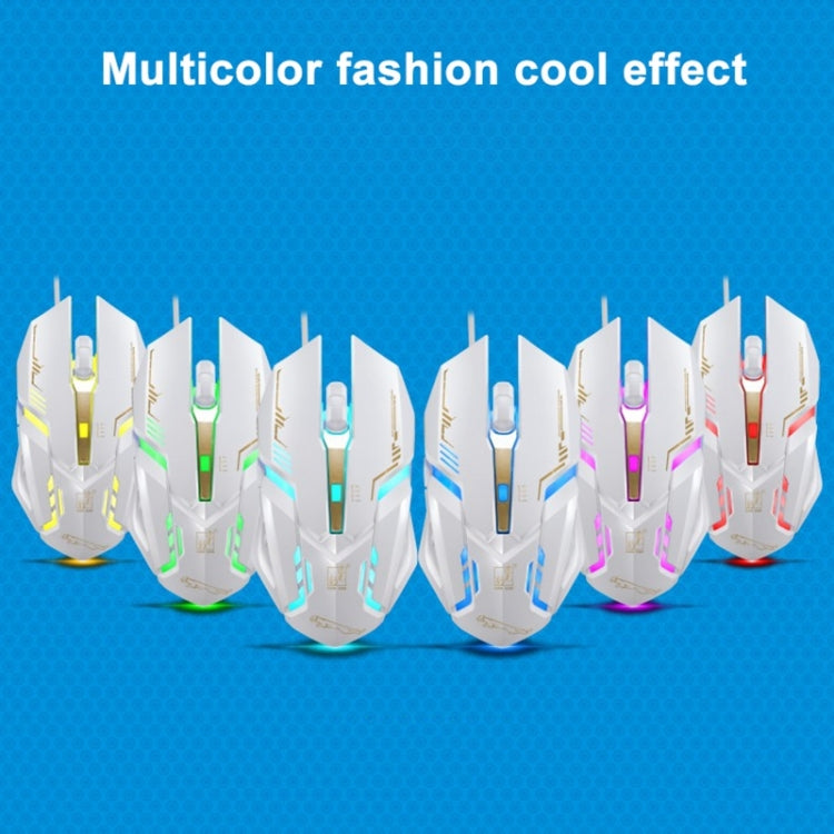 Chasing Leopard V17 USB 2400DPI Four-speed Adjustable Line Pattern Wired Optical Gaming Mouse with LED Breathing Light, Length: 1.45m