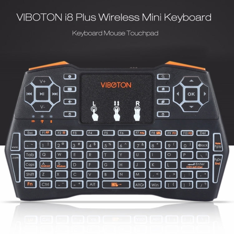 VIBOTON i8 Plus 2.4GHz Wireless 3-Color Backlight Keyboard With Mouse Touchpad For Android TV Box Laptop PC
