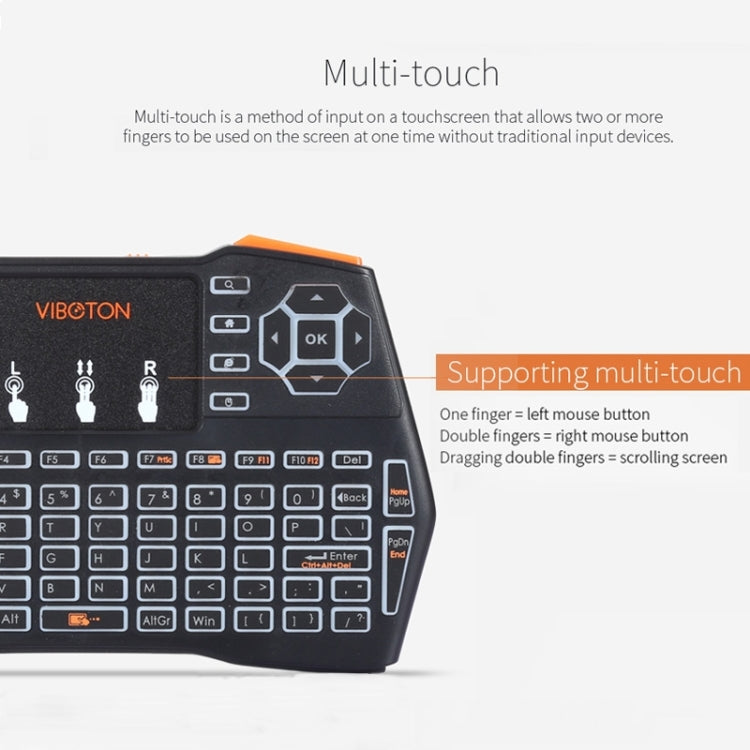VIBOTON i8 Plus 2.4GHz Wireless 3-Color Backlight Keyboard With Mouse Touchpad For Android TV Box Laptop PC