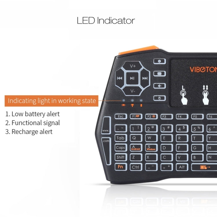 VIBOTON i8 Plus 2.4GHz Wireless 3-Color Backlight Keyboard With Mouse Touchpad For Android TV Box Laptop PC
