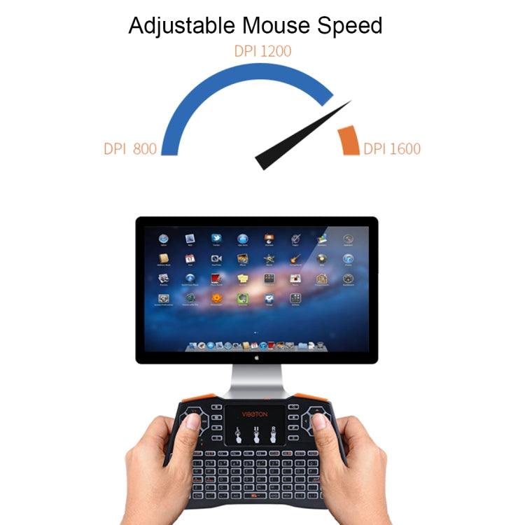 VIBOTON i8 Plus 2.4GHz Mini Wireless Fly Air Mouse Full Keyboard with Backlight & Touchpad & Multimedia Control for PC, TV(Black)