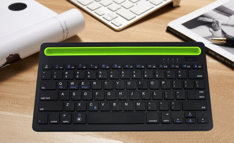 B908 Ultra-slim 78 Keys Bluetooth Wireless Keyboard with Concave Mobile Phone Holder