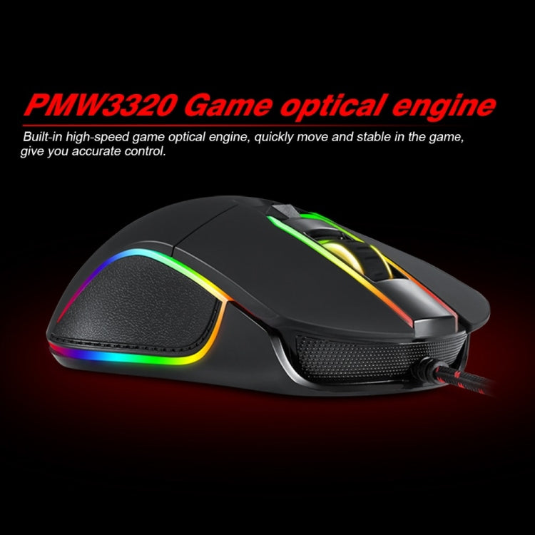 MOTOSPEED V30 Professional Gaming Mouse USB Wired Optical Mouse Adjustable 3500DPI Resolution RGB LED Backlight (Black)