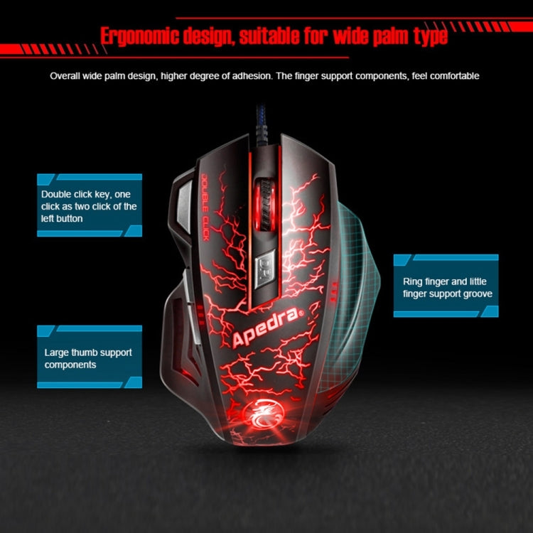 Apedra iMICE A7 High Precision Gaming Mouse LED four color controlled breathing light USB 7 Buttons 3200 DPI Wired Optical Gaming Mouse for Computer PC Laptop(Black)