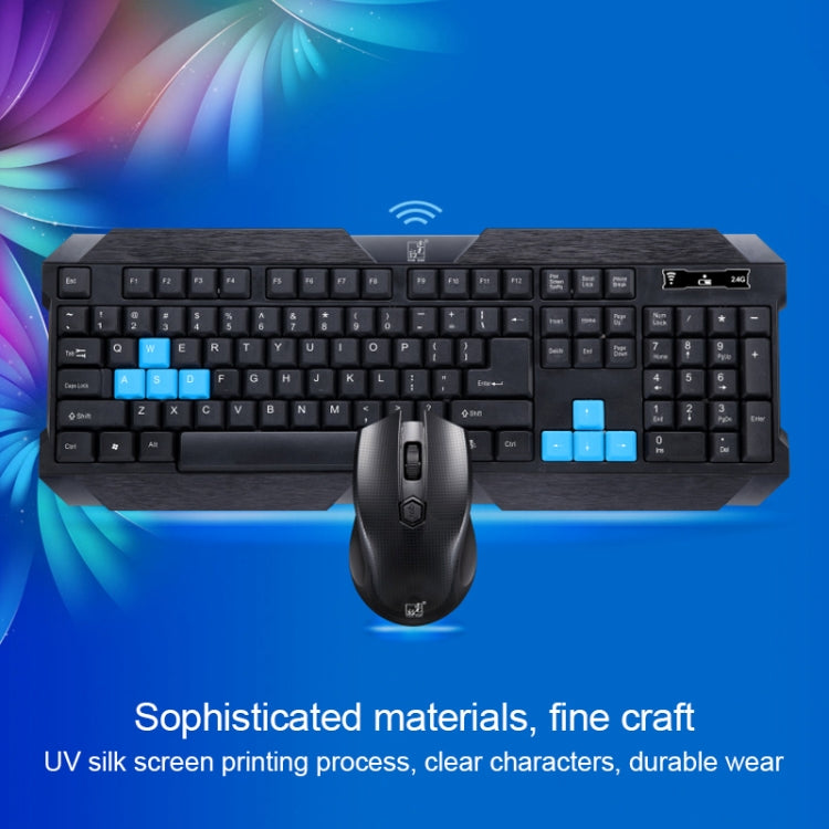ZGB 8868 2.4GHz 1600 DPI Professional Wireless Optical Mouse + Keyboard Kit for Laptop, PC(Black)
