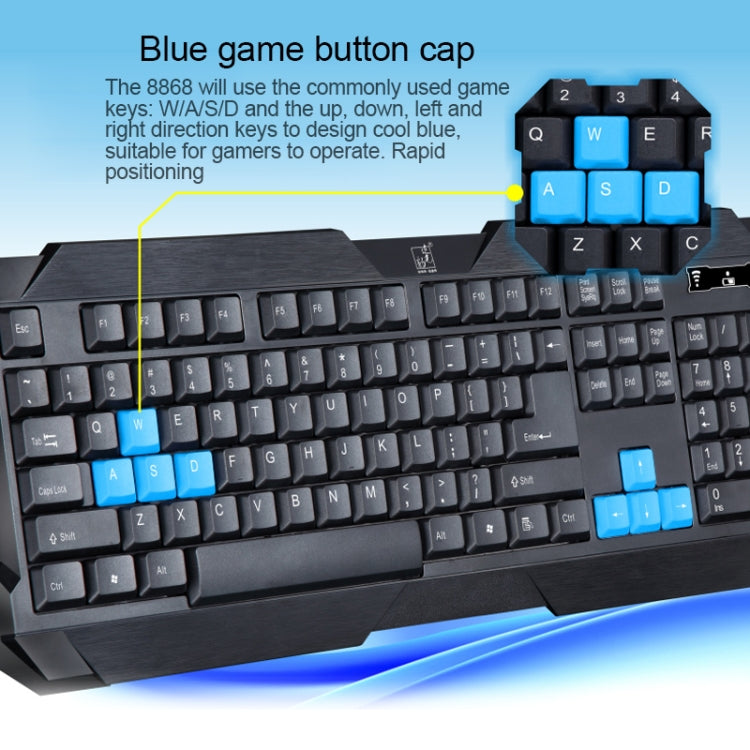 ZGB 8868 2.4GHz 1600 DPI Professional Wireless Optical Mouse + Keyboard Kit for Laptop, PC(Black)