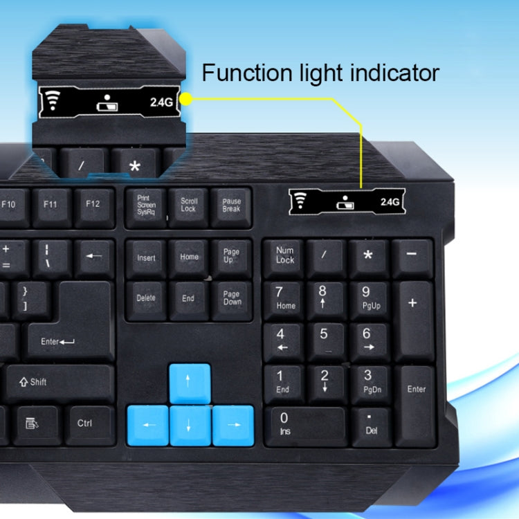 ZGB 8868 2.4GHz 1600 DPI Professional Wireless Optical Mouse + Keyboard Kit for Laptop, PC(Black)