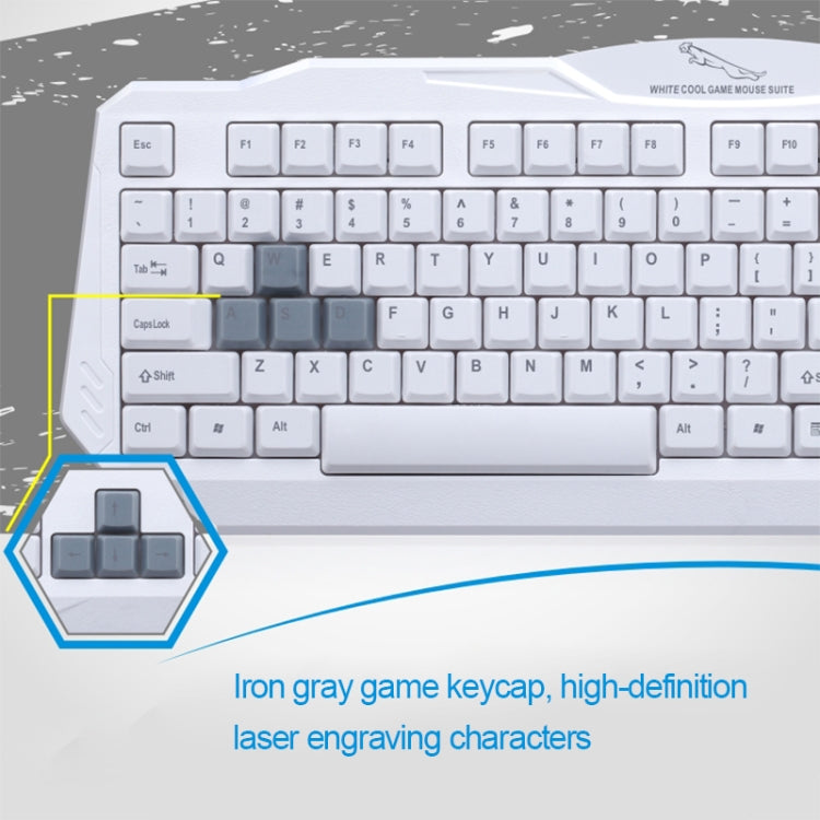 ZGB Q16 108 Keys USB Wired Grind Arenaceous Craft Finely Processed General Gaming Office Keyboard for Laptop, PC(White)