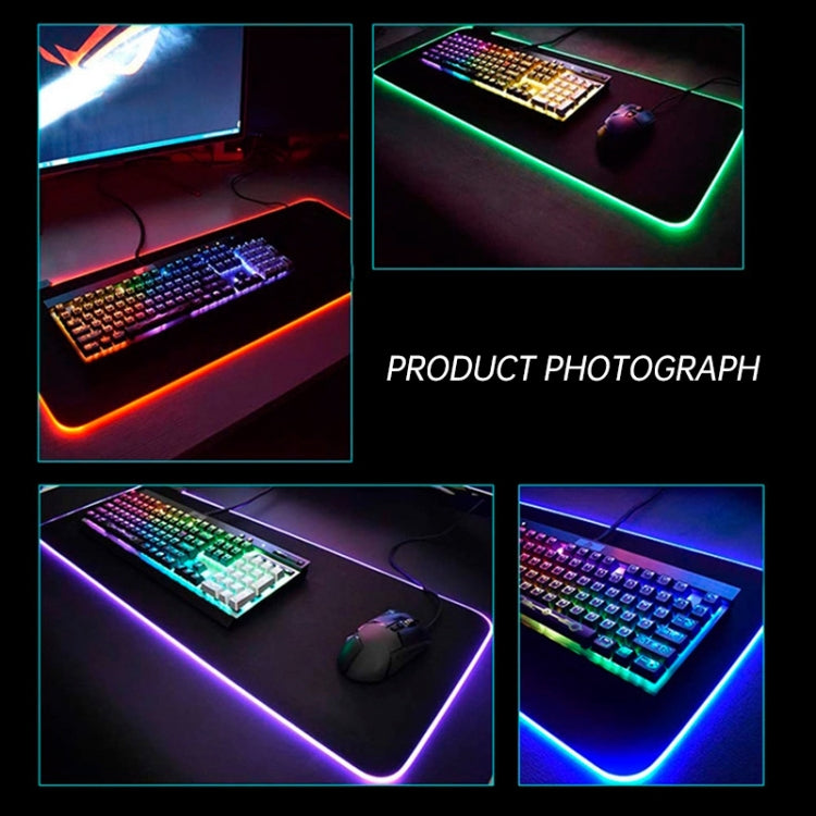 Colorful LED Light Thickening Lock Keyboard Pad Game Mouse Pad, Size: 800 x 300 x 4mm
