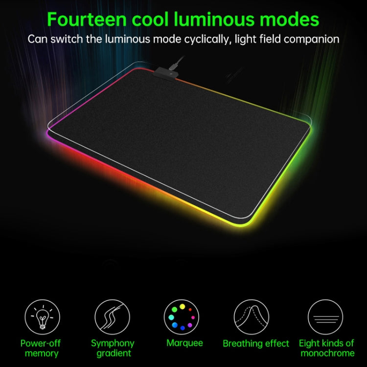Colorful LED Light Thickening Lock Keyboard Pad Game Mouse Pad, Size: 300 x 250 x 4mm