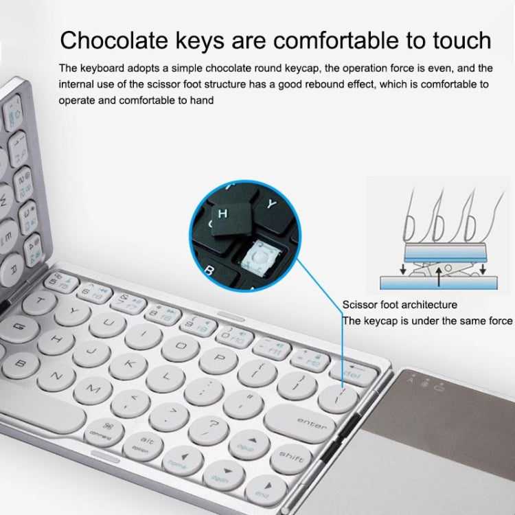 GK408 Rechargeable 3-Folding 67 Keys Bluetooth Wireless Keyboard with Touchpad