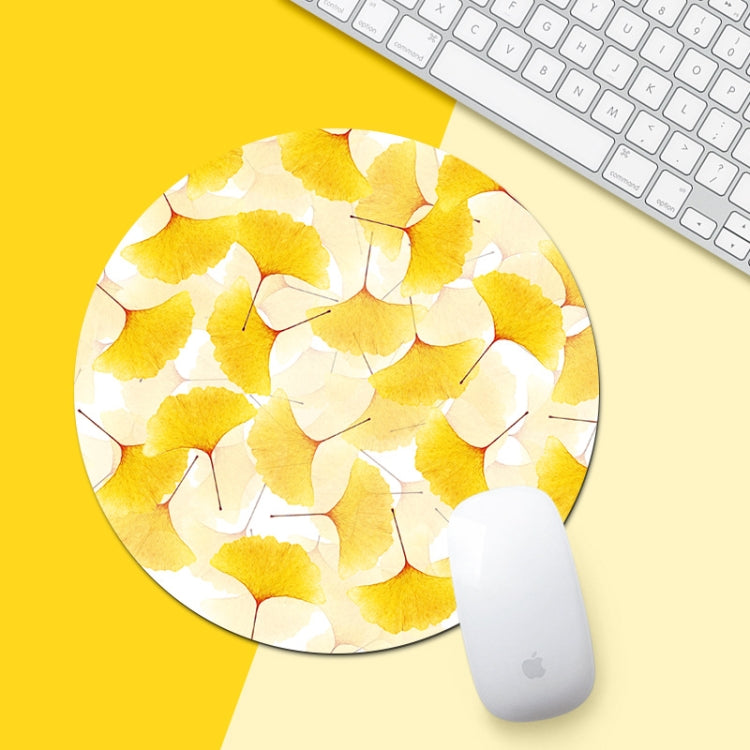 Ginkgo Pattern Circular Mouse Pad, Diameter: 22cm
