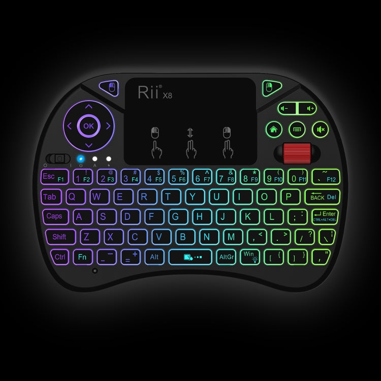 Rii X8 RT716 2.4GHz Mini Wireless QWERTY 71 Keys Keyboard, 2.5 inch Touchpad Combo with Backlight(Black)