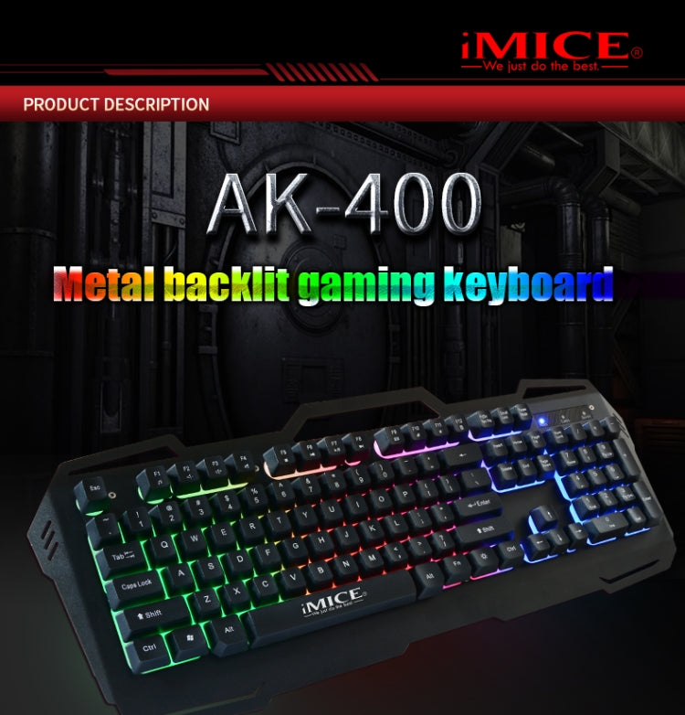 iMICE AK-400 USB Interface 104 Keys Wired Colorful Backlight Gaming Keyboard for Computer PC Laptop