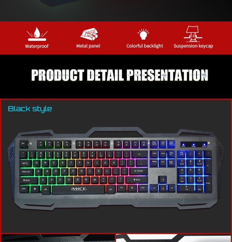 iMICE AK-400 USB Interface 104 Keys Wired Colorful Backlight Gaming Keyboard for Computer PC Laptop