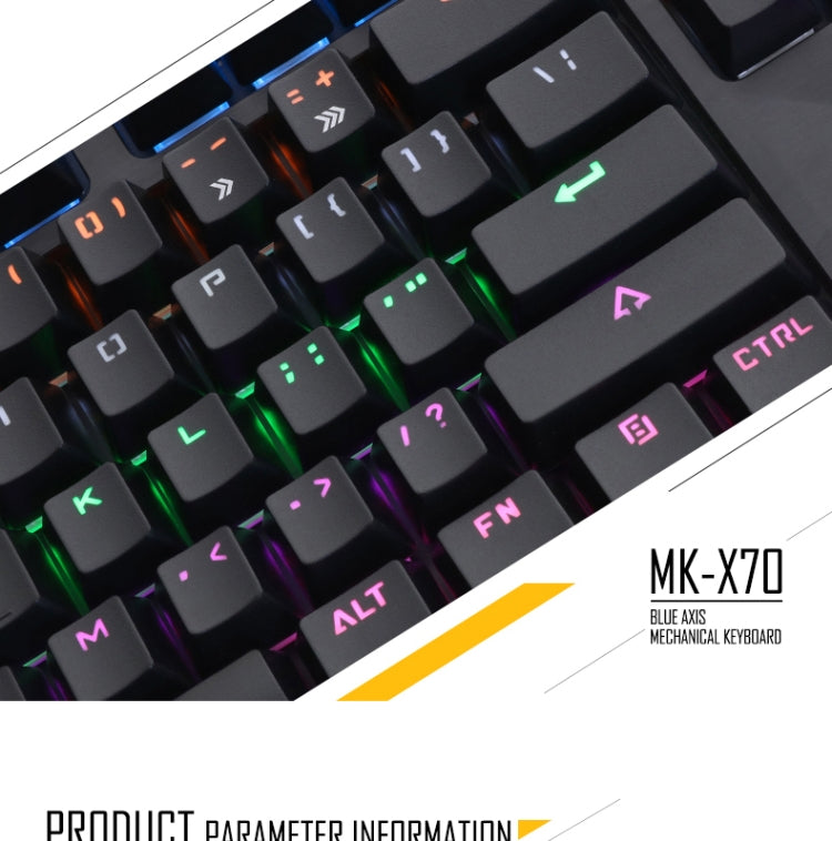 Apedra iMICE MK-X70 USB Interface 104 Keys Wired Colorful Backlight Blue Axis Mechanical Gaming Keyboard for Computer PC Laptop(Black)