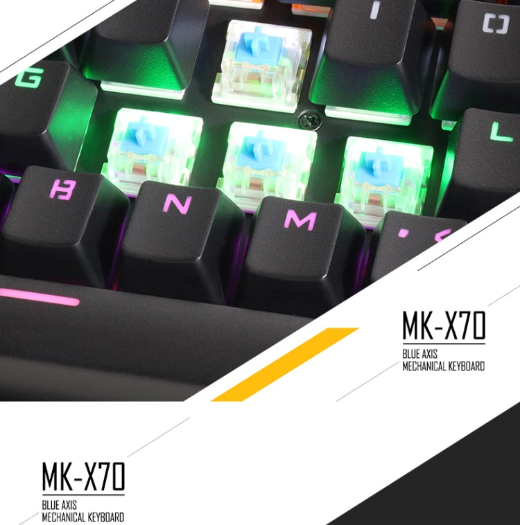 Apedra iMICE MK-X70 USB Interface 104 Keys Wired Colorful Backlight Blue Axis Mechanical Gaming Keyboard for Computer PC Laptop(Black)