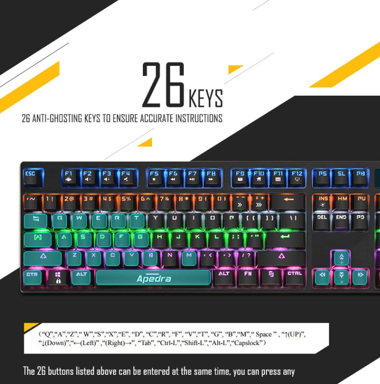 Apedra iMICE MK-X70 USB Interface 104 Keys Wired Colorful Backlight Blue Axis Mechanical Gaming Keyboard for Computer PC Laptop(Black)