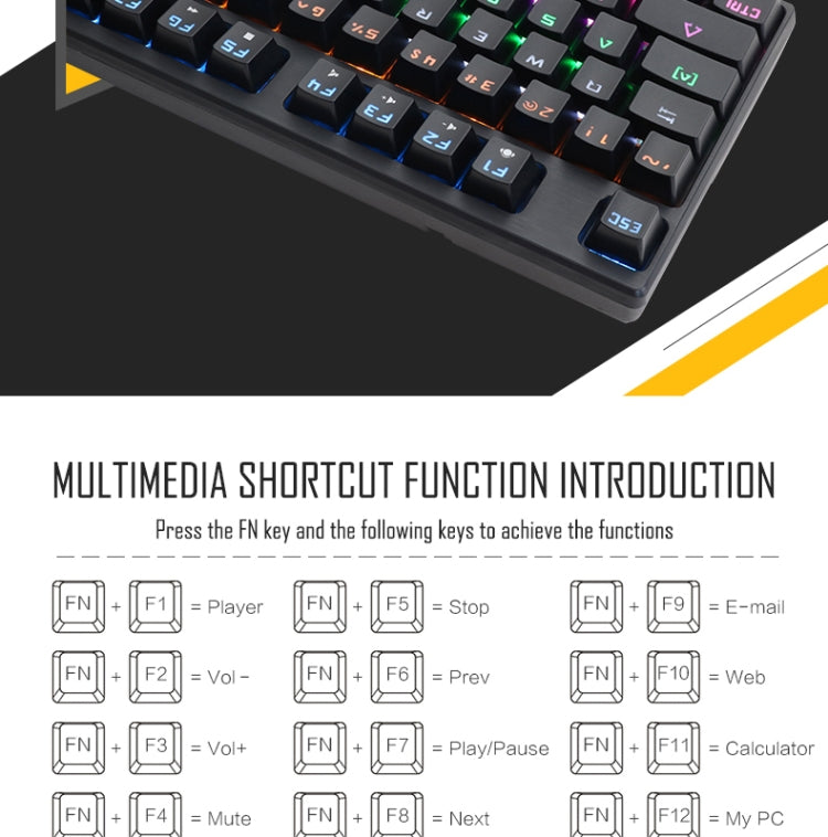 Apedra iMICE MK-X70 USB Interface 104 Keys Wired Colorful Backlight Blue Axis Mechanical Gaming Keyboard for Computer PC Laptop(Black)