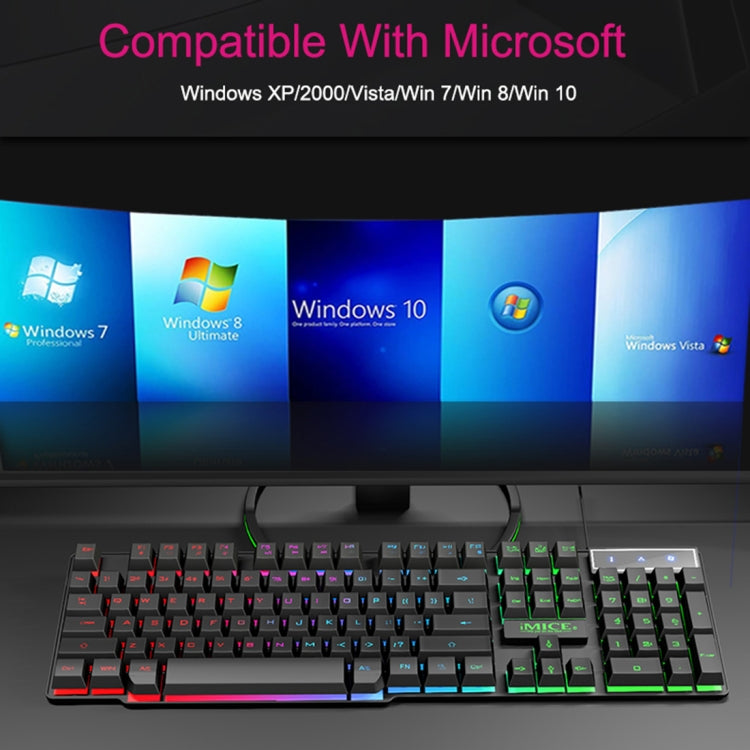 iMICE AK-600 Wired USB Floating Keycap Characters Glow Backlit Gaming Keyboard(Black)