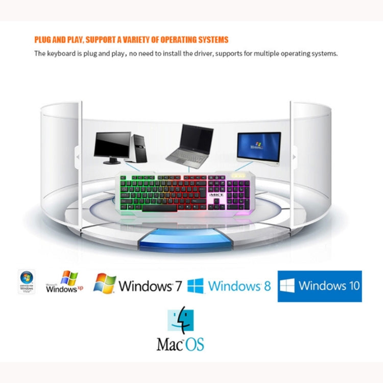 iMICE AN-300 Office Home Waterproof Dustproof Backlit Gaming Keyboard(Black)