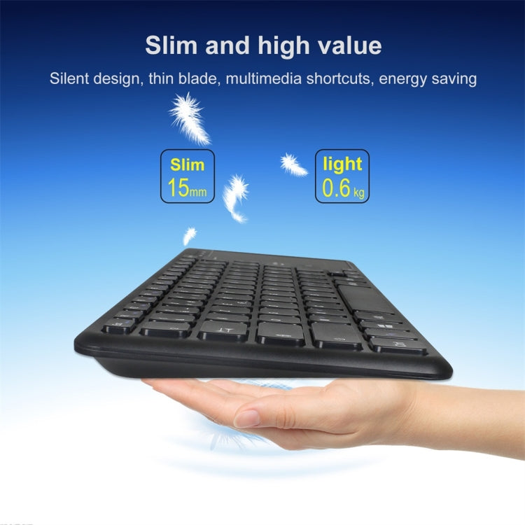 L200 2.4G Wireless English Keyboard with Touchpad, Support PC / TV (Black)