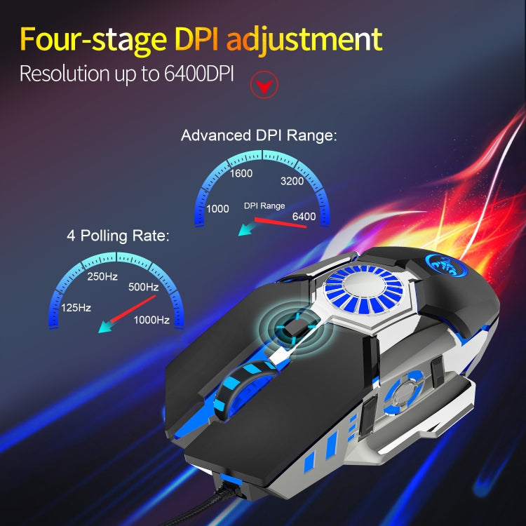 HXSJ J700 Colorful Lighting Programmable E-sports Gaming Wired Mouse