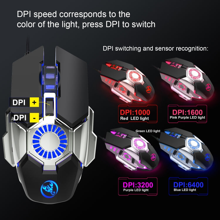 HXSJ J700 Colorful Lighting Programmable E-sports Gaming Wired Mouse