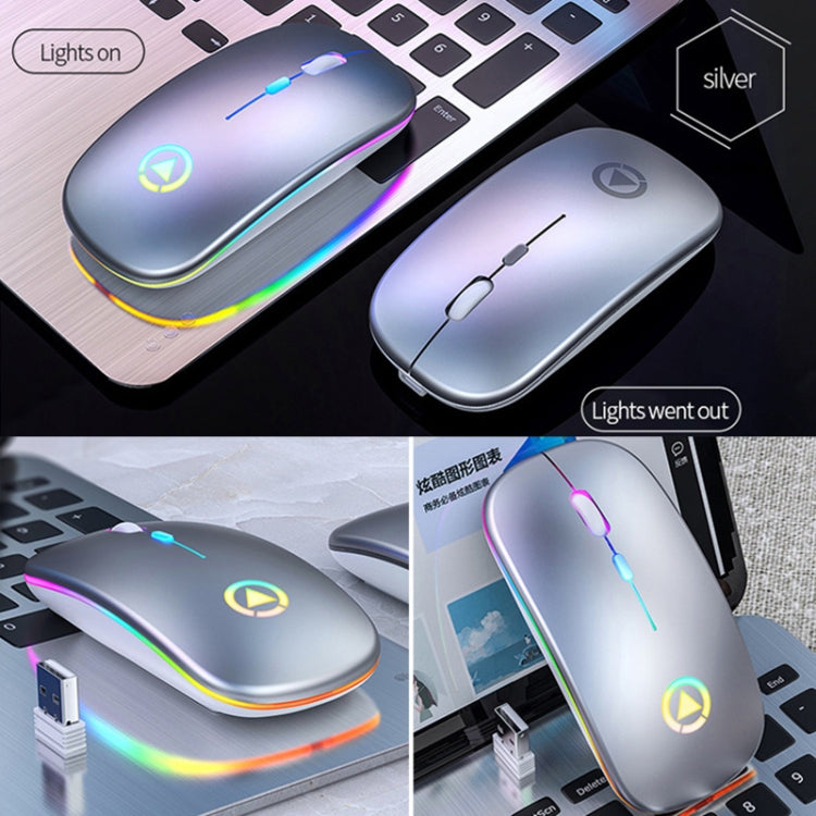 YINDIAO A2 BT3.0 + BT5.0 + 2.4GHz 1600DPI 3-modes Adjustable RGB Light Wireless Silent Bluetooth Mouse