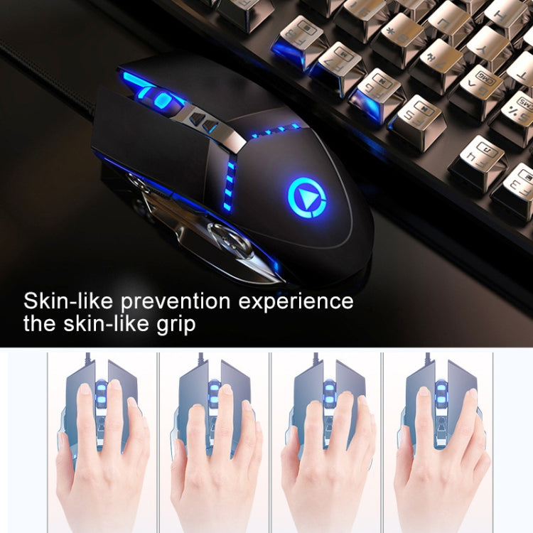 YINDIAO G3PRO 3200DPI 4-modes Adjustable 7-keys RGB Light Silent Wired Gaming Mouse (Star Black)