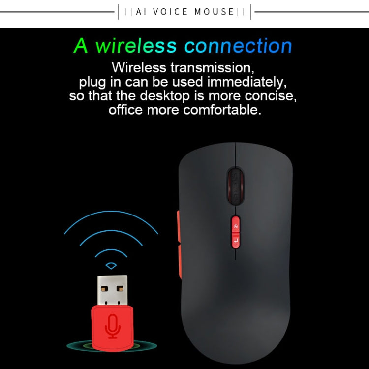 V6 2.4GHz 1200DPI 7-keys Wireless Optical Mouse with Micro USB Receiver, Support Intelligent Translation & Voice Commands (Black)