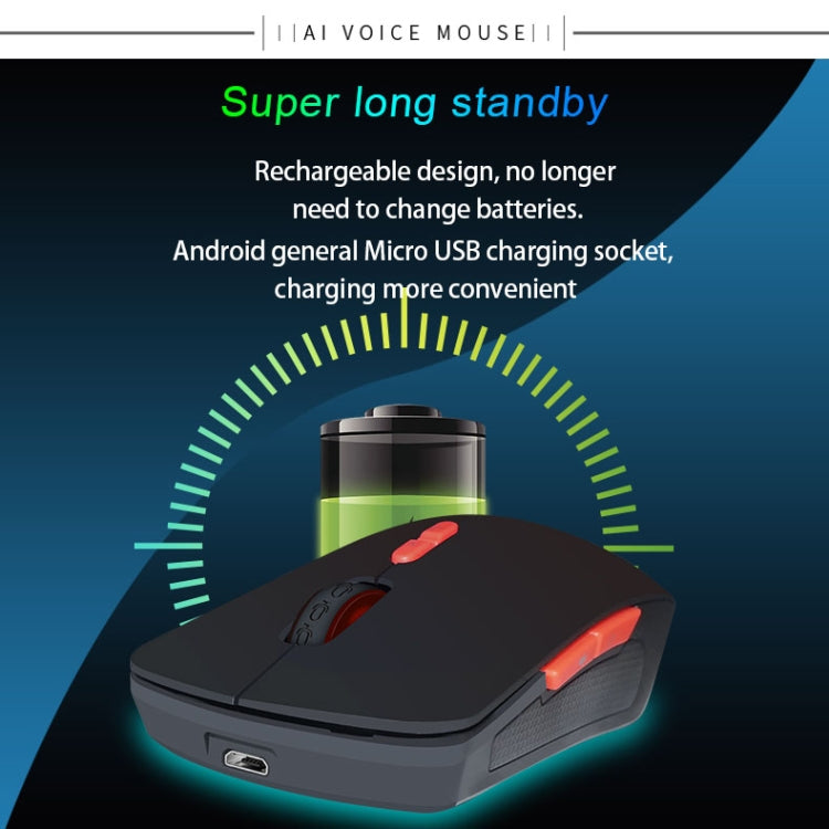 V6 2.4GHz 1200DPI 7-keys Wireless Optical Mouse with Micro USB Receiver, Support Intelligent Translation & Voice Commands (Black)