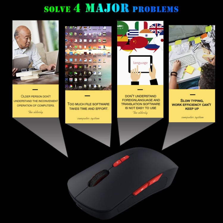V6 2.4GHz 1200DPI 7-keys Wireless Optical Mouse with Micro USB Receiver, Support Intelligent Translation & Voice Commands (Black)