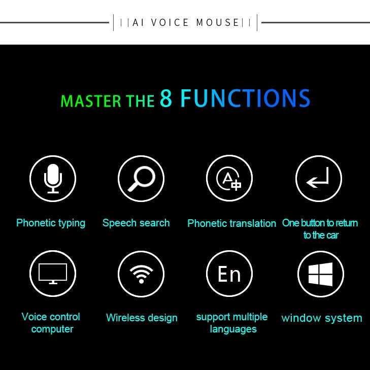 V6 2.4GHz 1200DPI 7-keys Wireless Optical Mouse with Micro USB Receiver, Support Intelligent Translation & Voice Commands (Black)