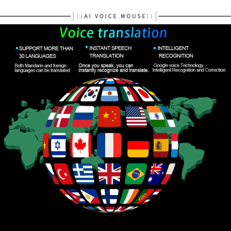 V6 2.4GHz 1200DPI 7-keys Wireless Optical Mouse with Micro USB Receiver, Support Intelligent Translation & Voice Commands (Black)