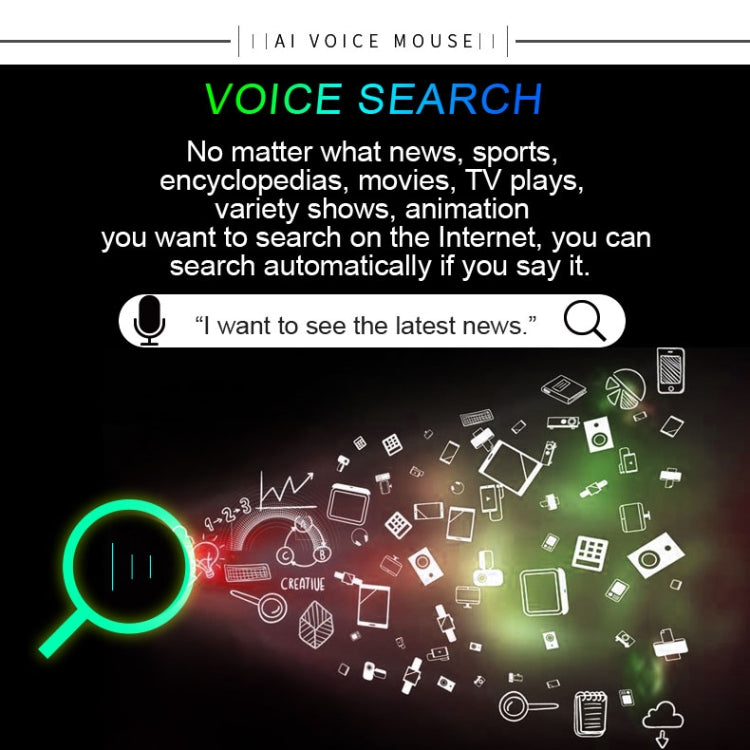 V6 2.4GHz 1200DPI 7-keys Wireless Optical Mouse with Micro USB Receiver, Support Intelligent Translation & Voice Commands (Black)