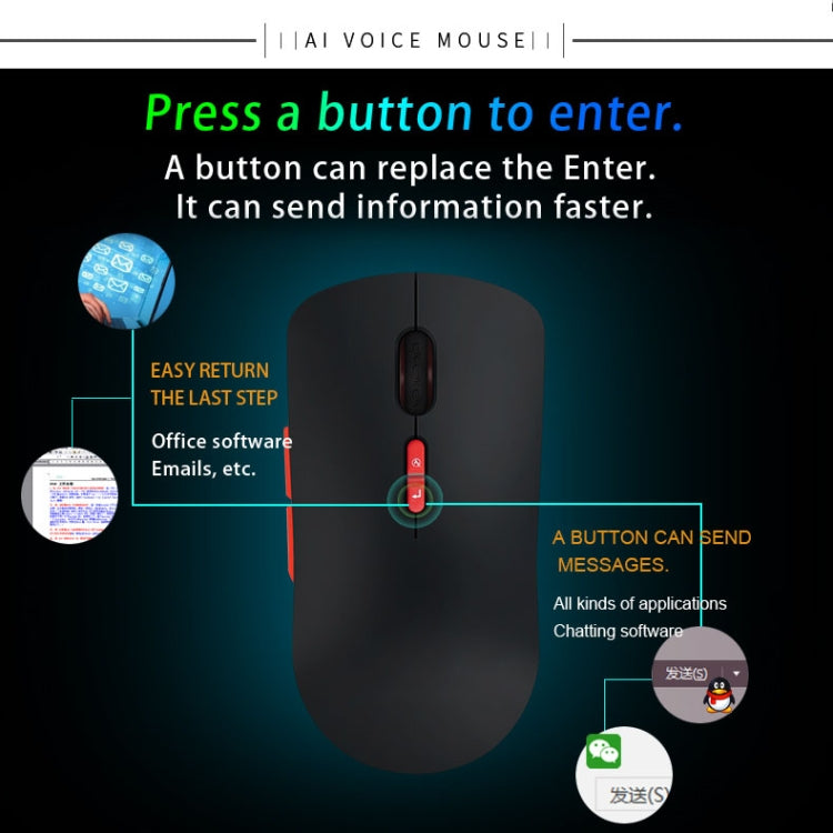 V6 2.4GHz 1200DPI 7-keys Wireless Optical Mouse with Micro USB Receiver, Support Intelligent Translation & Voice Commands (Black)