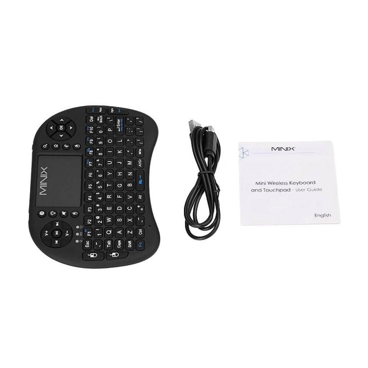 MINIX NEO K1 Air Mouse QWERTY 2.4GHz Mini Rechargeable Wireless Keyboard with Touchpad for PC, Tablet, Notebook, ROHS / FCC Certificated(Black)