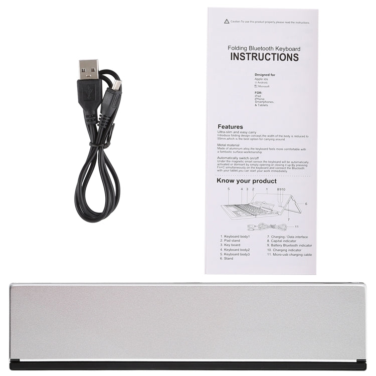 GK608 Ultra-thin Foldable Bluetooth V3.0 Keyboard, Built-in Holder, Support Android / iOS / Windows System