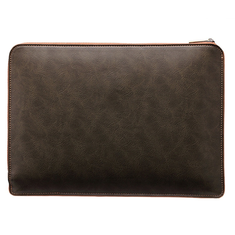 Universal PU Leather Business Laptop Tablet Zipper Bag, For 13.3 inch and Below Macbook Pro 2016, Samsung, Lenovo, Sony, DELL Alienware, CHUWI, ASUS, HP(Coffee)