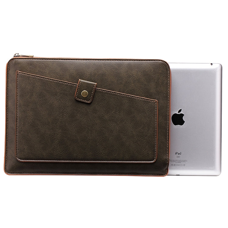 Universal PU Leather Business Laptop Tablet Zipper Bag, For 13.3 inch and Below Macbook Pro 2016, Samsung, Lenovo, Sony, DELL Alienware, CHUWI, ASUS, HP(Coffee)