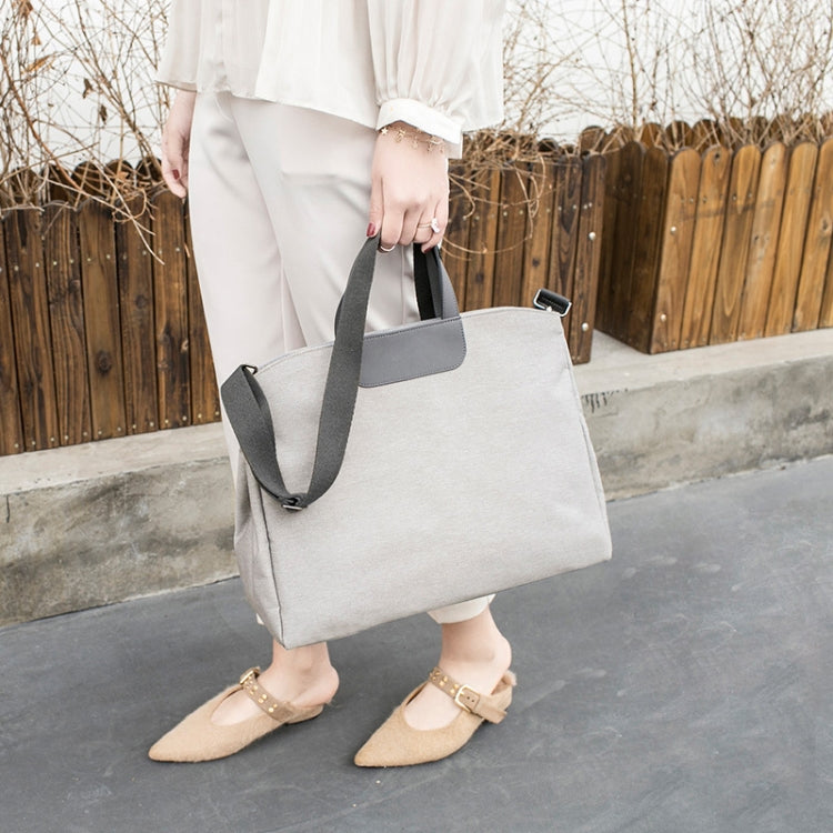 Oxford Cloth Magnetic Buckle Handbag One Shoulder Laptop Bag File Bag, Suitable for Laptop Size: 13.3-14 inch(Brown)