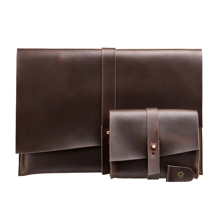 Universal Genuine Leather Business Power Adapter Laptop Tablet Bag with Cable Winder, For 15 inch and Below Macbook, Samsung, Lenovo, Sony, DELL Alienware, CHUWI, ASUS, HP